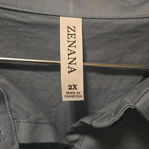 ZENANA SAGE GREEN A LINE DRESS w/POCKETS NWOT P2P 25" - Picture 5 of 5